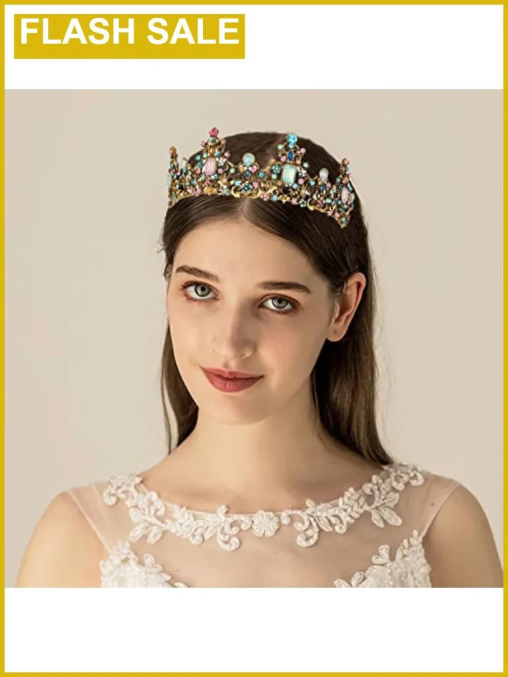 Baroque Rhinestone Tiara Crown Princess Headpiece for Girls Wedding